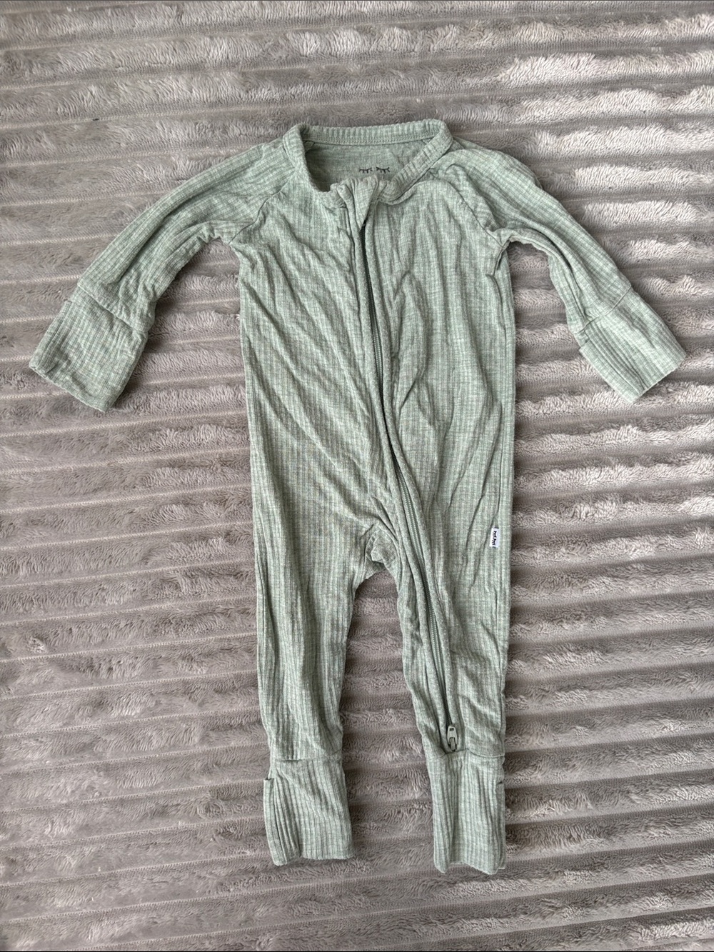 Little Sleepies Sage Green Ribbed One-Piece Footie
